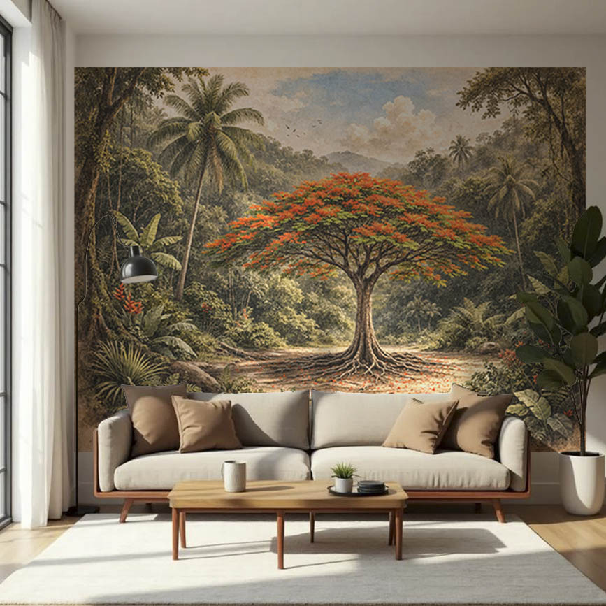 Flamboyant de La Réunion | Création de Nito 170x230cm