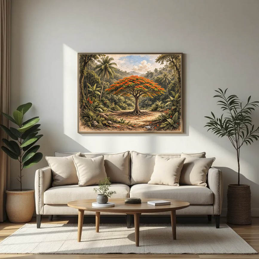 Flamboyant de La Réunion | Création de Nito 70x100cm
