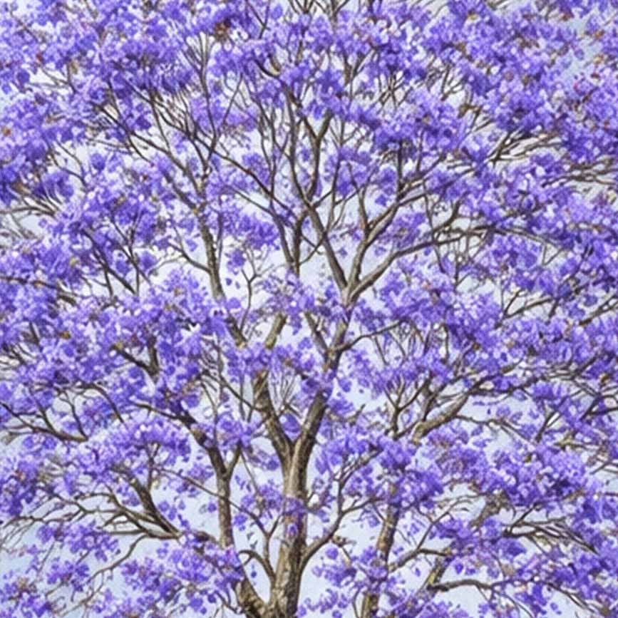 Jacaranda en fleurs – Tableau paysage tropical | Nito gros plan