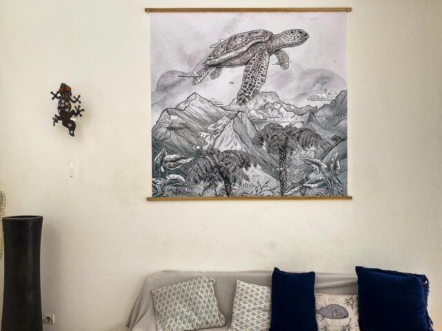 tortue de Oscian format 1,5 m x1,5 m en Canvas