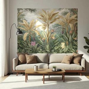 150x200 cm Gros plan Paysage tropical avec bananiers